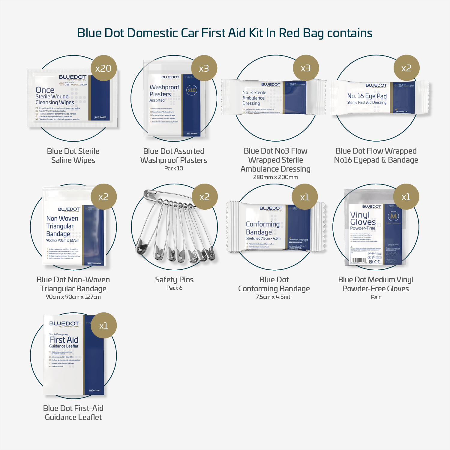 110231 Blue Dot First Aid Kit Domestic/Car In Red Series Bag (Each
