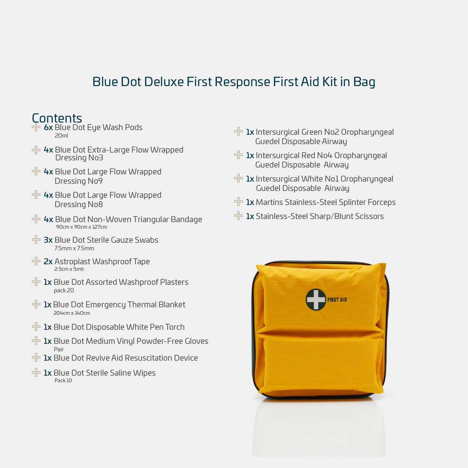 Blue Dot Deluxe First Response First Aid Kit in Bag