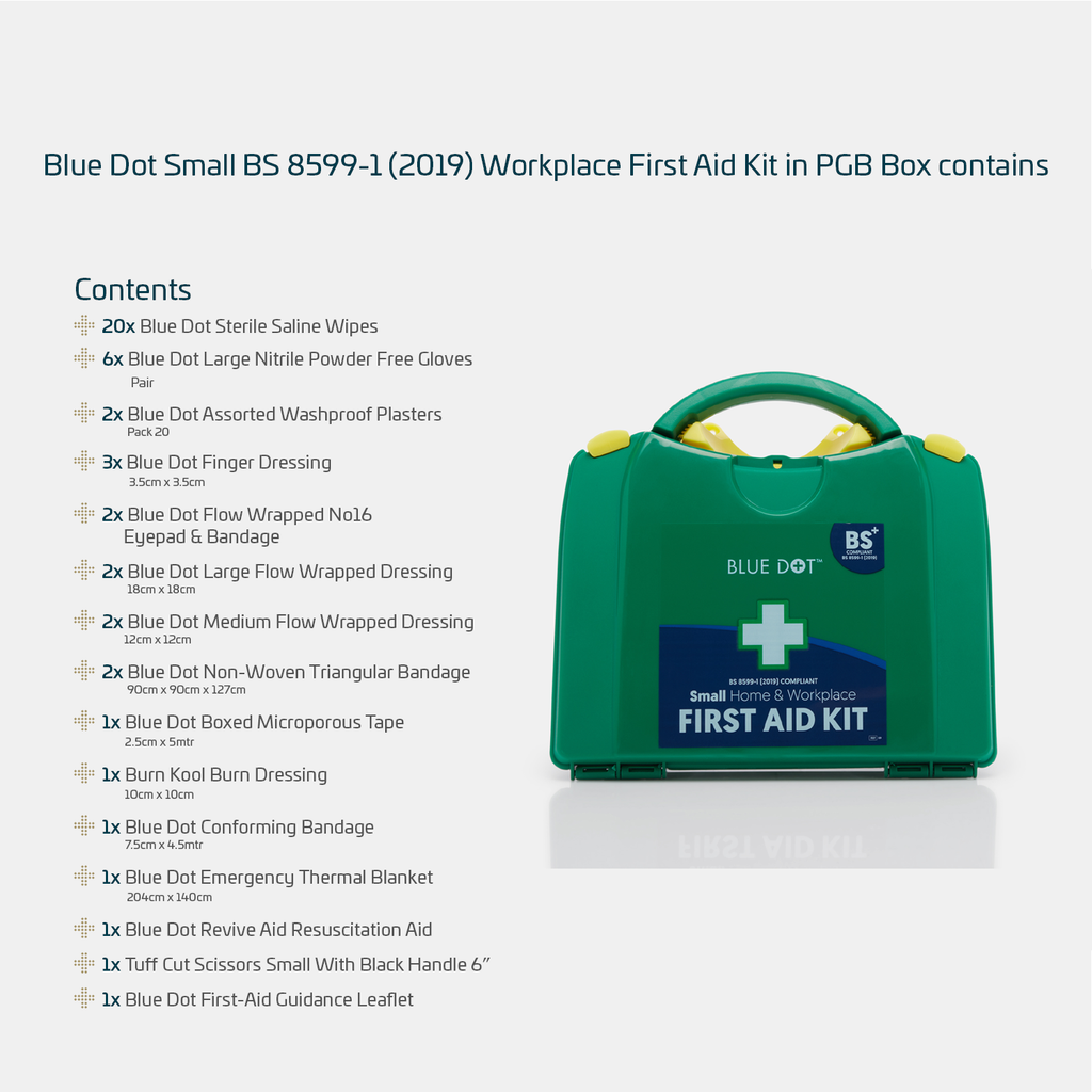 S9-Blue Dot Small BS 8599-1 (2019) Workplace First Aid Kit in PGB Box