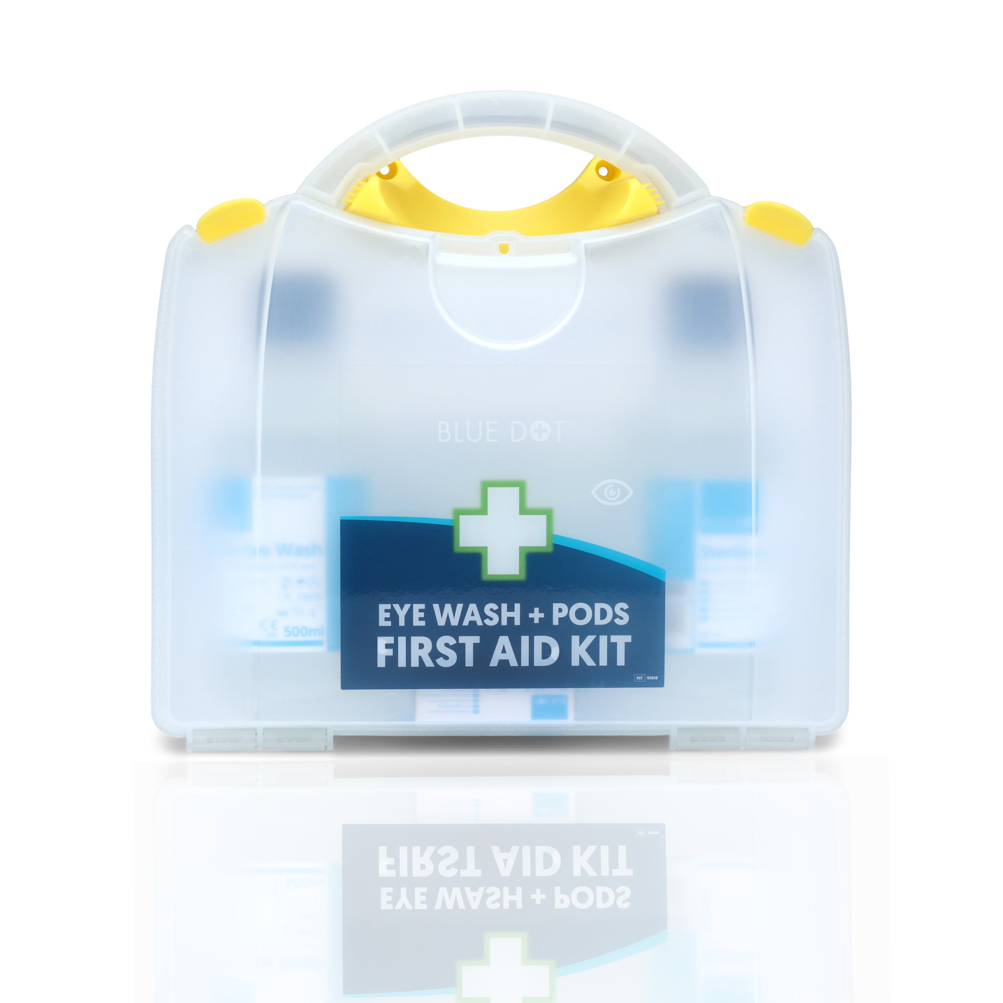 90818 Blue Dot Eye Wash Bottles and Pods First Aid Kit in PGB Box