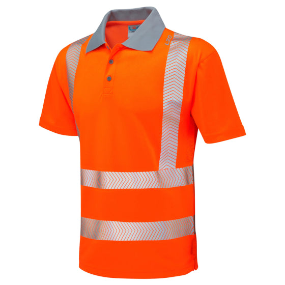 P03-O-LEO WOOLACOMBE ISO 20471 Cl 2 Coolviz Plus Polo Shirt - HV ORANGE